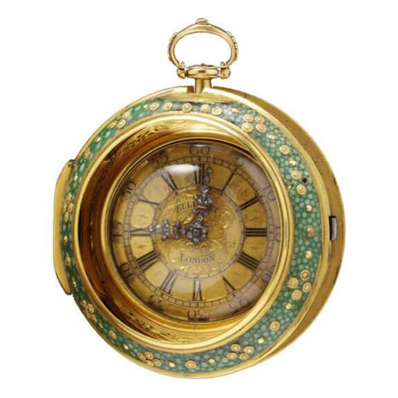 English gilded metal watch in shagreen outer case Circa 1753