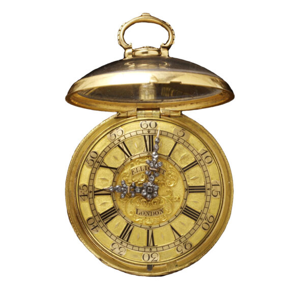 English gilded metal watch in shagreen outer case Circa 1753 English gilded metal watch in shagreen outer case Circa 1753