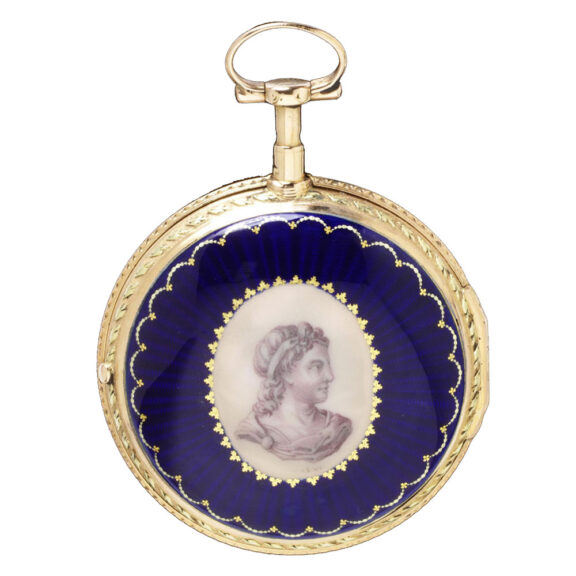 French gold and enamel verge with girls portrait 1780