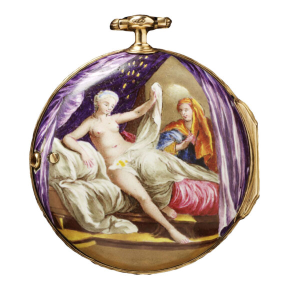 French gold verge watch with erotic scene Circa 1750