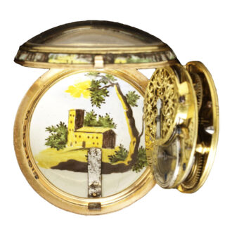 French gold verge watch with erotic scene Circa 1750