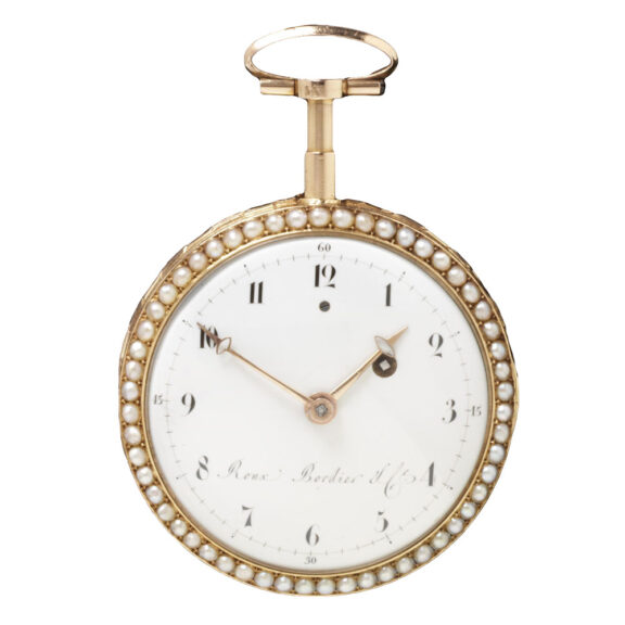 Swiss remarkable watch in gold, enamel and pearls Circa 1794 Swiss remarkable watch in gold, enamel and pearls Circa 1794