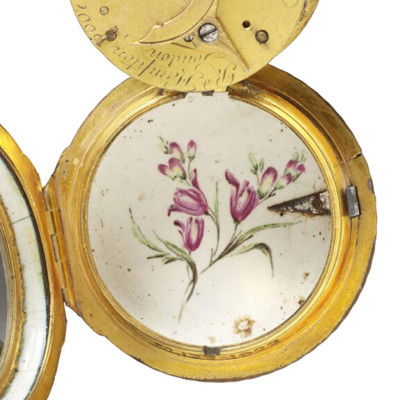 English gilded copper one-handed verge watch Circa 1760 English gilded copper one-handed verge watch Circa 1760