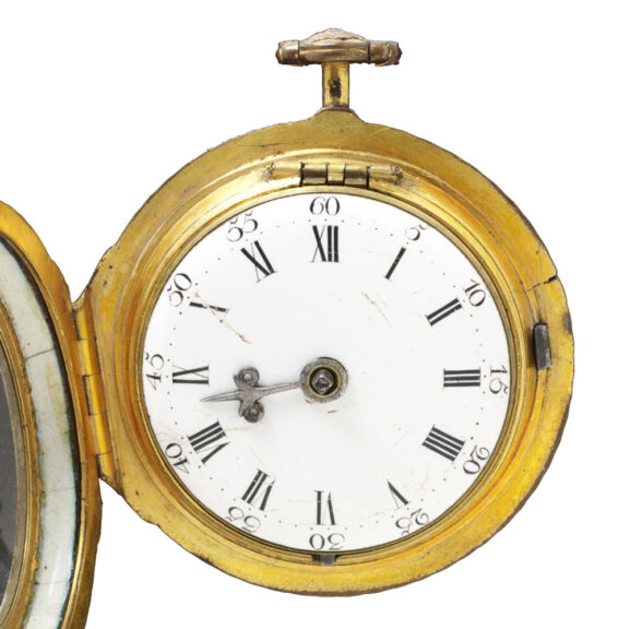 English gilded copper one-handed verge watch Circa 1760 English gilded copper one-handed verge watch Circa 1760