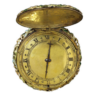 Dutch gilt brass watch with a filigree floral design Circa 1650