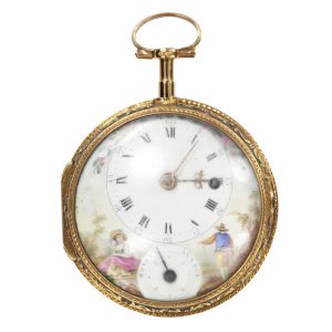 French gold double glazed calender pocket watch Circa 1770
