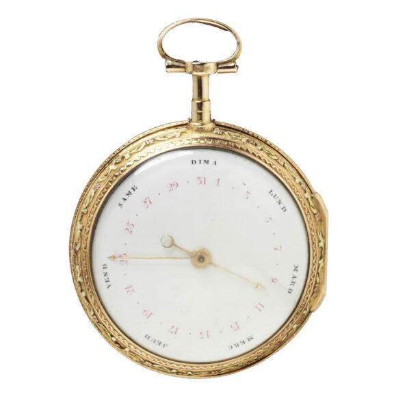 French gold double glazed calender pocket watch Circa 1770 French gold double glazed calender pocket watch Circa 1770