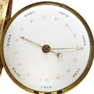 French gold double glazed calender pocket watch Circa 1770