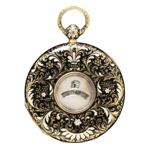Swiss gold and enamel half hunting pocket watch Circa 1829