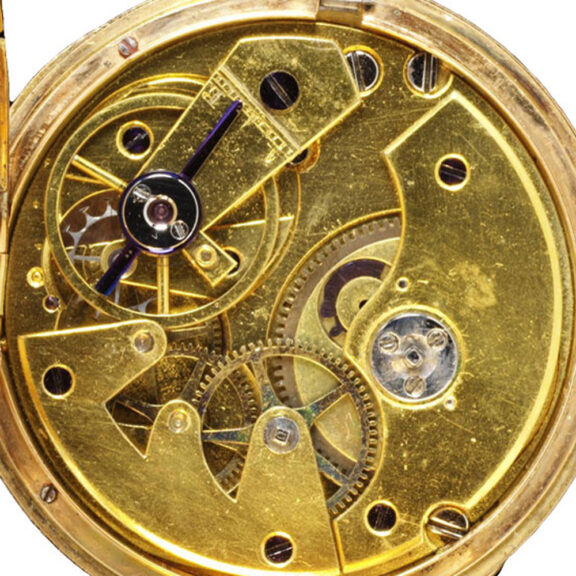 Swiss gold and enamel half hunting pocket watch Circa 1829 Swiss gold and enamel half hunting pocket watch Circa 1829