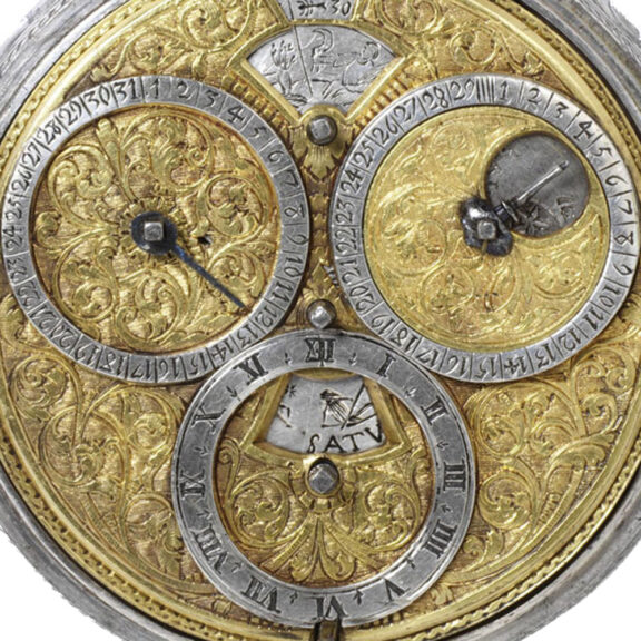 Swiss silver, gilt brass atronomical verge watch Circa 1660 Swiss silver, gilt brass atronomical verge watch Circa 1660