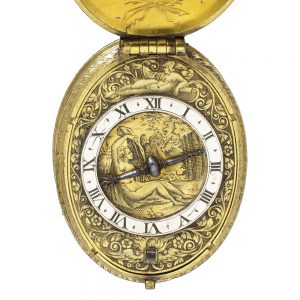English gilt brass oval pendant pocket watch Circa 1610