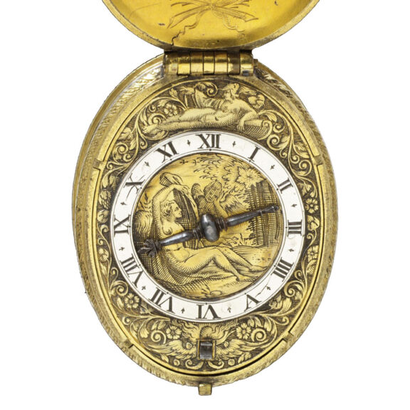 English gilt brass oval pendant pocket watch Circa 1610