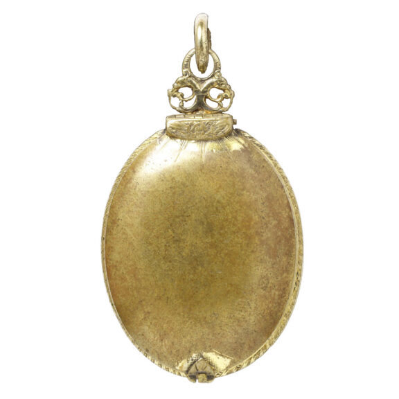 English gilt brass oval pendant pocket watch Circa 1610 English gilt brass oval pendant pocket watch Circa 1610