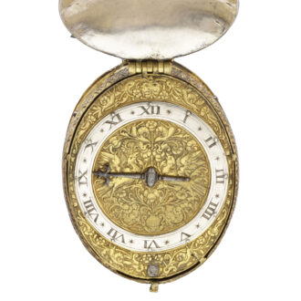 English silver and gilt brass oval form watch Circa 1610