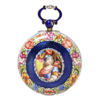 Swiss enamelled watch with scene of a young men Circa 1680
