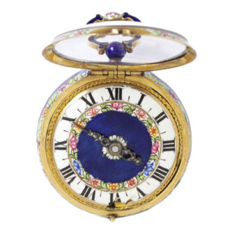 Swiss enamelled watch with scene of a young men Circa 1680