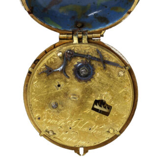 English copper gilt watch with enamel scene Circa 1650