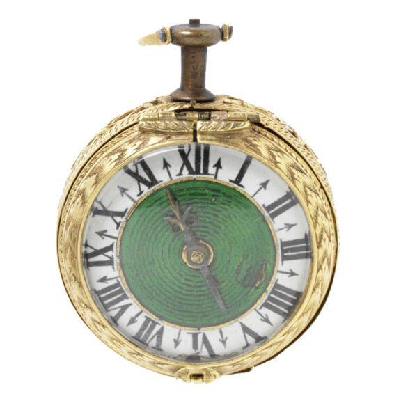 Dutch gold watch with a filigree floral design Circa 1650 Dutch gold watch with a filigree floral design Circa 1650