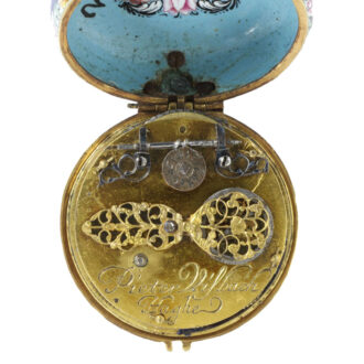 Unique Dutch gilt brass and enamel verge watch Circa 1660