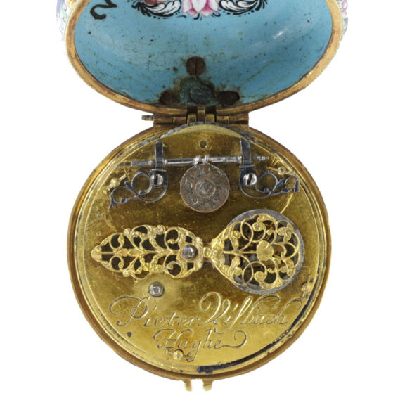 Unique Dutch gilt brass and enamel verge watch Circa 1660 Unique Dutch gilt brass and enamel verge watch Circa 1660