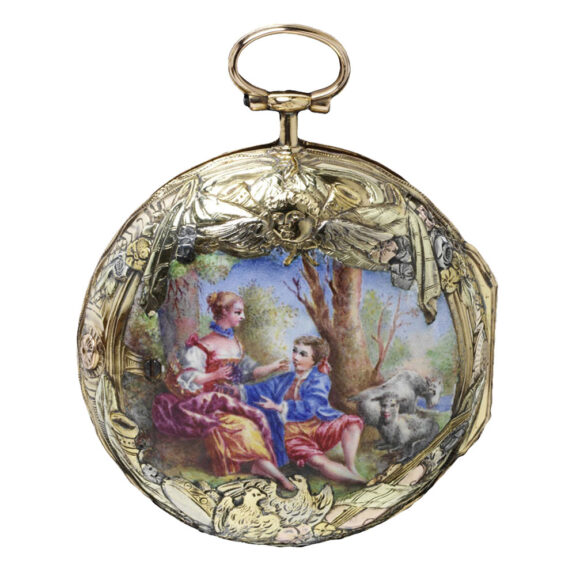 French gold verge watch with romantic scene Circa 1750 French gold verge watch with romantic scene Circa 1750