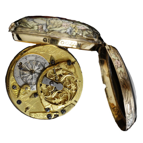 French gold verge watch with romantic scene Circa 1750 French gold verge watch with romantic scene Circa 1750
