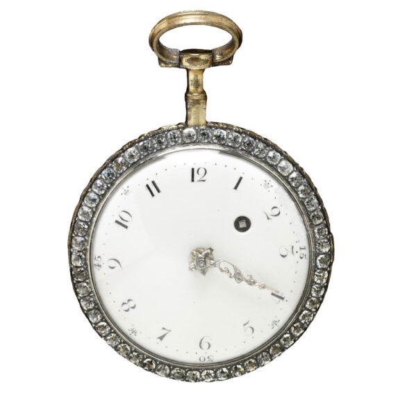 French copper gilt pocket watch with glass stones Circa 1790 French copper gilt pocket watch with glass stones Circa 1790