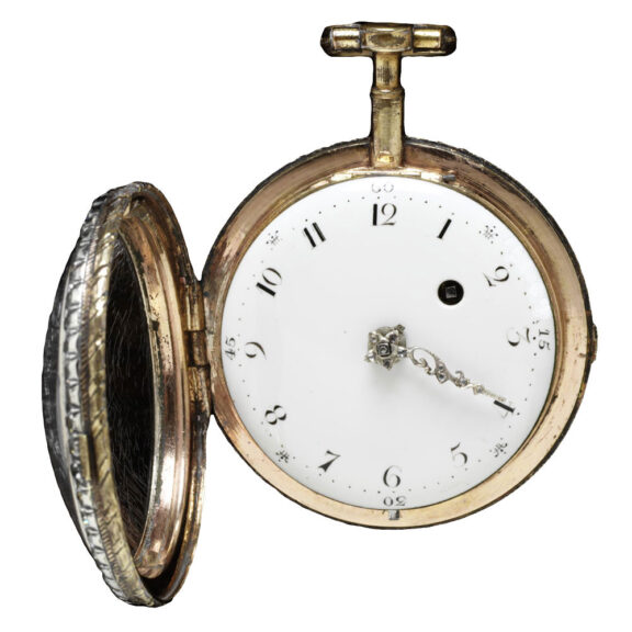 French copper gilt pocket watch with glass stones Circa 1790 French copper gilt pocket watch with glass stones Circa 1790
