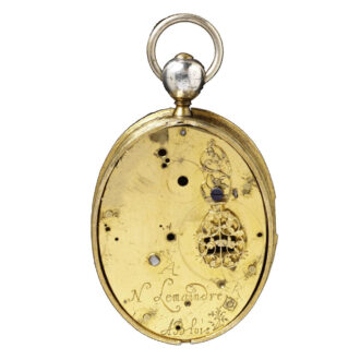 French Silver oval watch with two one-handed dials Circa 1620