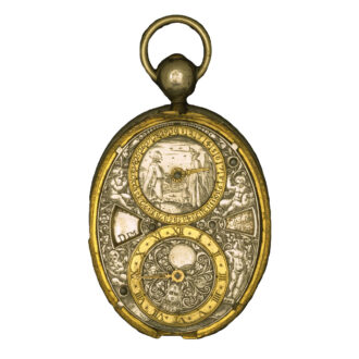 French Silver oval watch with two one-handed dials Circa 1620