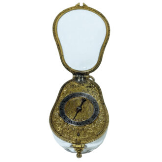 English rock crystal pear shaped form watch Circa 1635