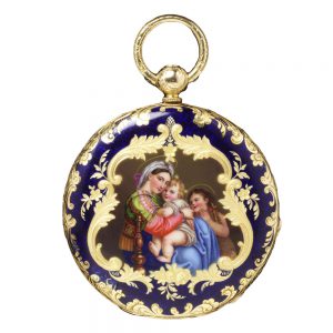 Swiss cylinder watch in a gold and enamel case Circa 1860