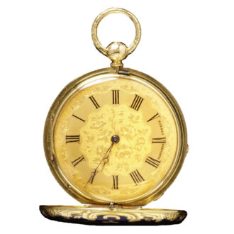Swiss cylinder watch in a gold and enamel case Circa 1860