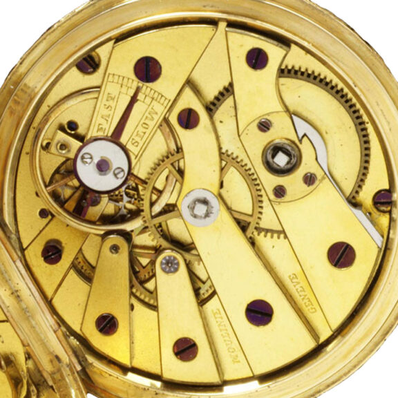 Swiss cylinder watch in a gold and enamel case Circa 1860 Swiss cylinder watch in a gold and enamel case Circa 1860