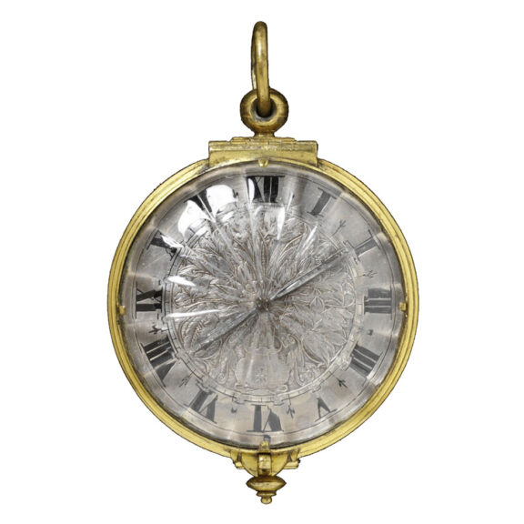 English double glazed rock crystal pocket watch Circa 1650