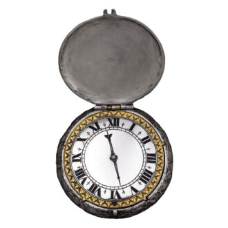 English silver verge watch with a repousse scene Circa 1635