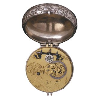 English silver verge watch with a repousse scene Circa 1635