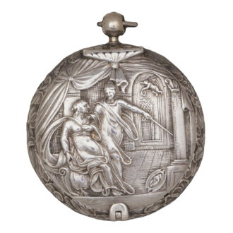 English silver verge watch with a repousse scene Circa 1635