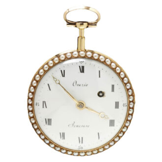 Swiss remarkable watch in gold, enamel and pearls Circa 1790