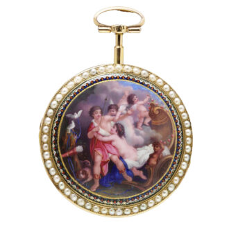 Swiss remarkable watch in gold, enamel and pearls Circa 1790