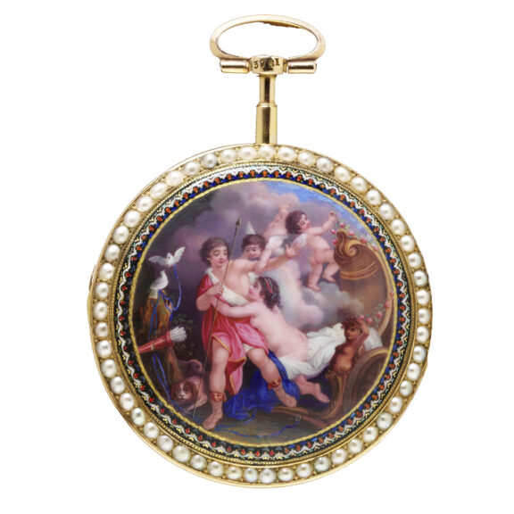 Swiss remarkable watch in gold, enamel and pearls Circa 1790