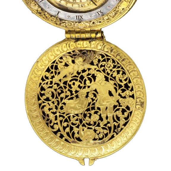 English gilt brass hour striking pocket watch Circa 1600 English gilt brass hour striking pocket watch Circa 1600