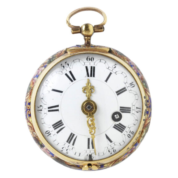 Swiss gold verge watch with enamel erotic scene Circa 1680 Swiss gold verge watch with enamel erotic scene Circa 1680