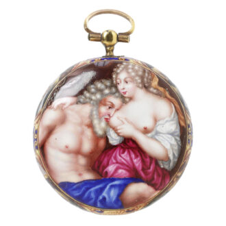 Swiss gold verge watch with enamel erotic scene Circa 1680