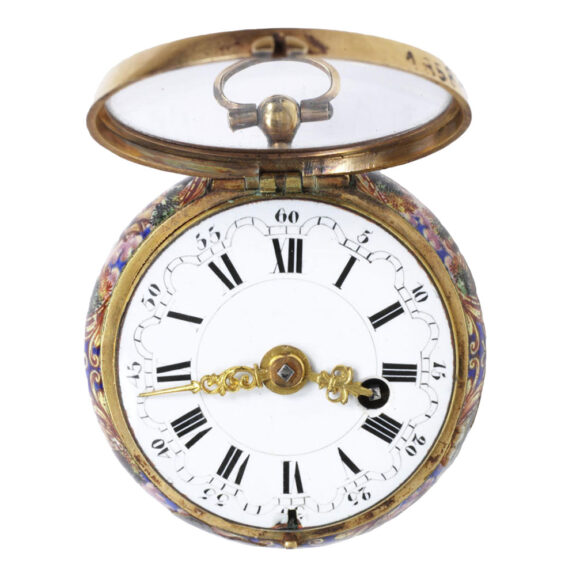 Swiss gold verge watch with enamel erotic scene Circa 1680 Swiss gold verge watch with enamel erotic scene Circa 1680