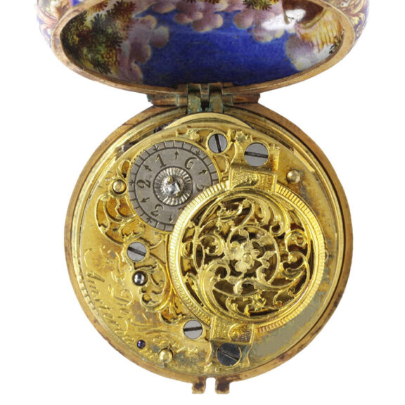 Swiss gold verge watch with enamel erotic scene Circa 1680 Swiss gold verge watch with enamel erotic scene Circa 1680