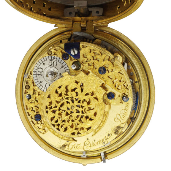 English gold quarter reapting verge pocket watch Circa 1704 English gold quarter reapting verge pocket watch Circa 1704