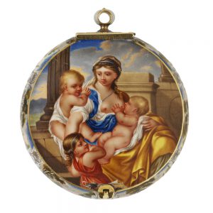 French gold, enamel scene 'Charity Faith & Hope' Circa 1640