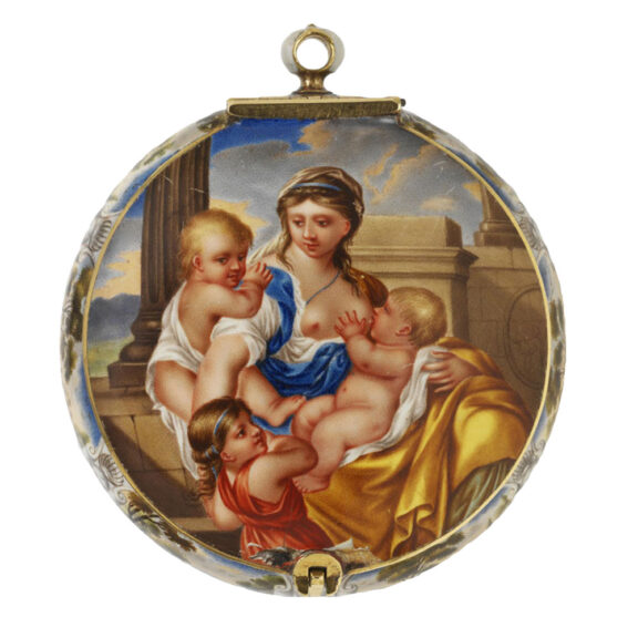 French gold, enamel scene 'Charity Faith & Hope' Circa 1640